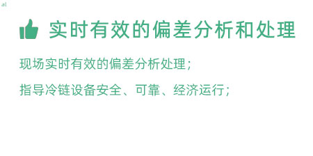 實時有效的偏差分析和處理：實時有效的偏差處理； 指導(dǎo)冷鏈設(shè)備安全、可靠、經(jīng)濟(jì)運行；